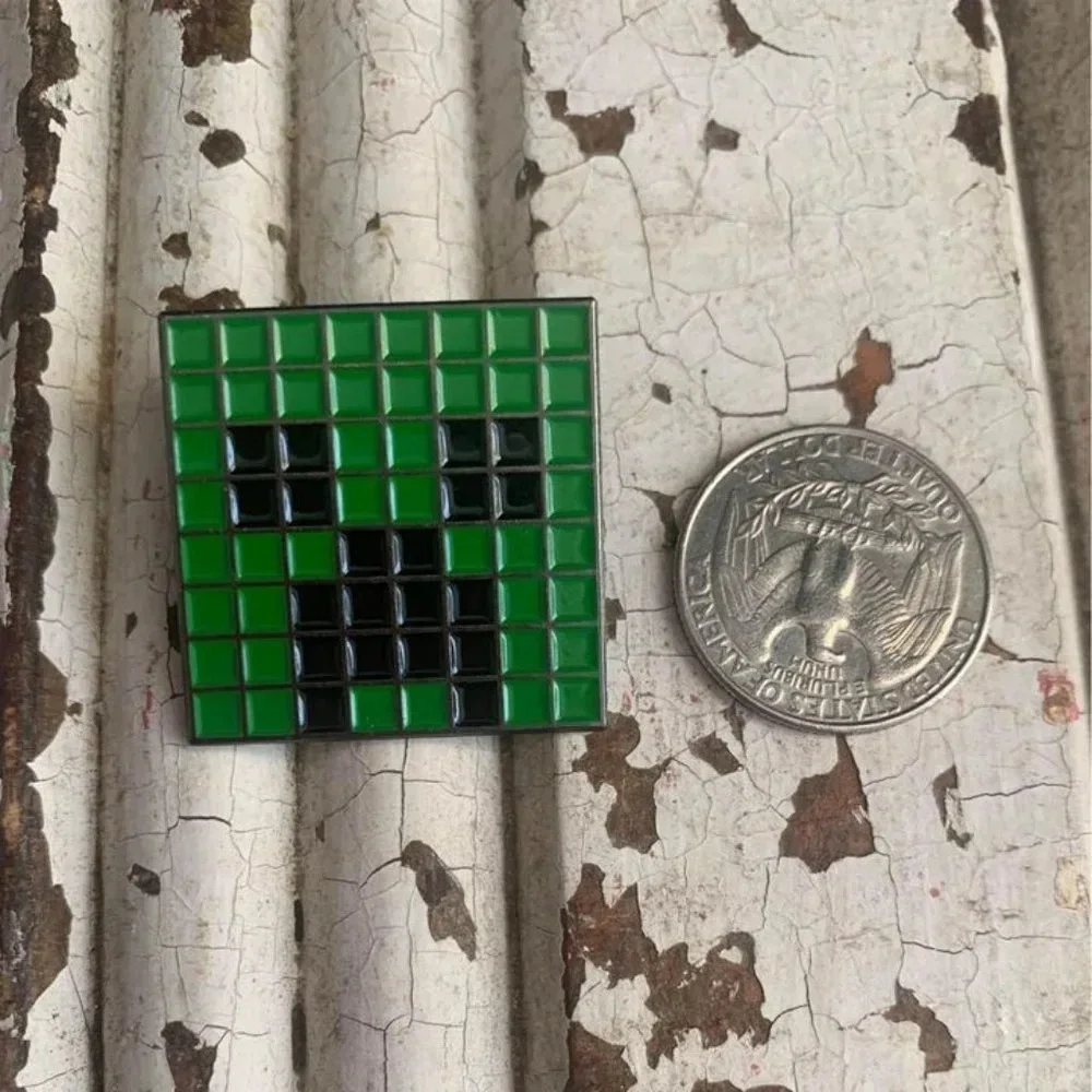 Brand new Minecraft inspired green creeper enamel pin